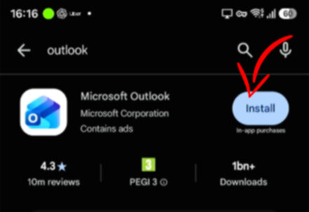 Microsoft Outlook on Google Playstore