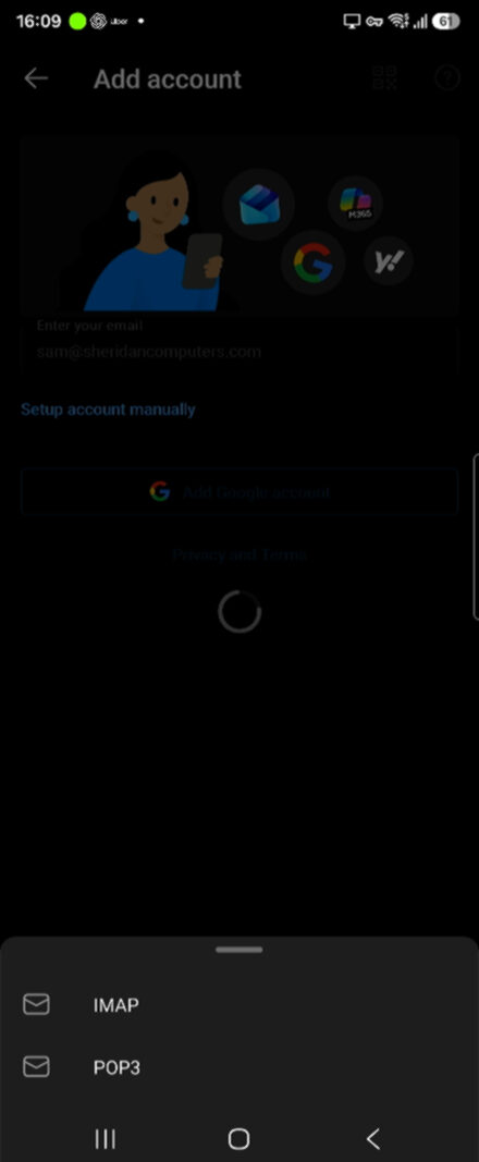 Outlook Android Choose IMAP or POP